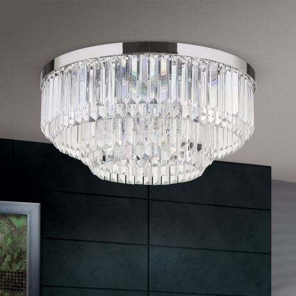 LED Zatemnitvena kristalna stropna svetilka PRISM LED/80W/230V pr. 55 cm sijajni krom