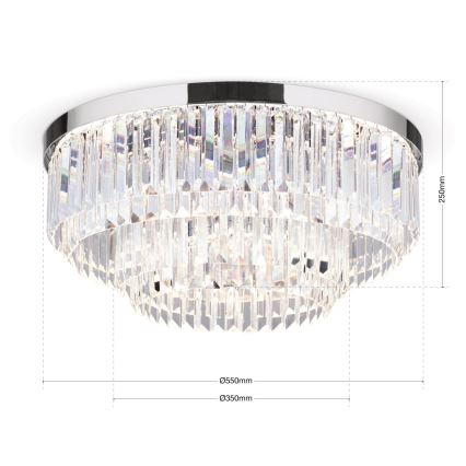 LED Zatemnitvena kristalna stropna svetilka PRISM LED/80W/230V pr. 55 cm sijajni krom