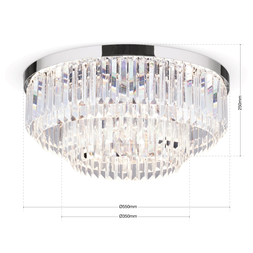 LED Zatemnitvena kristalna stropna svetilka PRISM LED/80W/230V pr. 55 cm sijajni krom