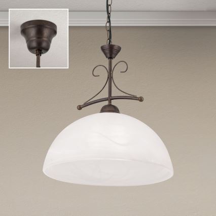 Lestenec na verigi RULA 1xE27/40W/230V premer 35 cm bela/bronza