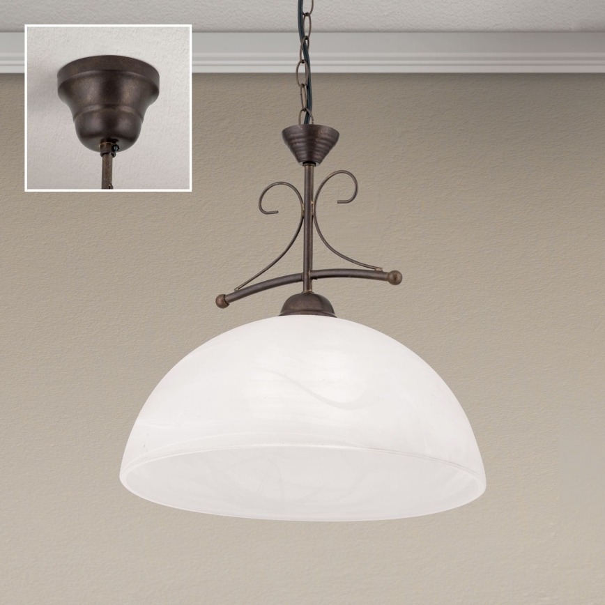 Lestenec na verigi RULA 1xE27/40W/230V premer 35 cm bela/bronza