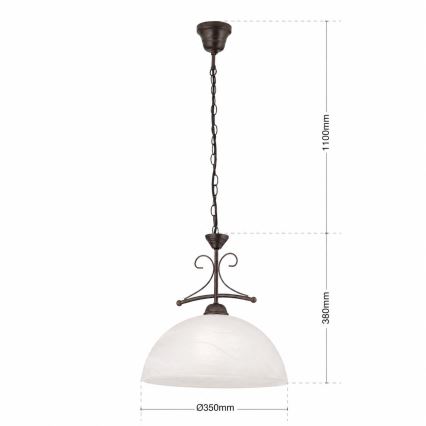 Lestenec na verigi RULA 1xE27/40W/230V premer 35 cm bela/bronza