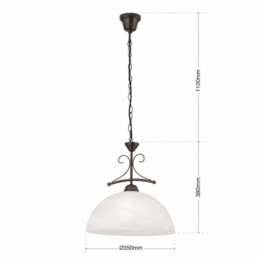 Lestenec na verigi RULA 1xE27/40W/230V premer 35 cm bela/bronza