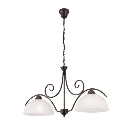 Lestenec na verigi RULA 2xE27/40W/230V bela/bronza