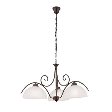 Lestenec na verigi RULA 3xE27/40W/230V premer 70 cm bela/bronza