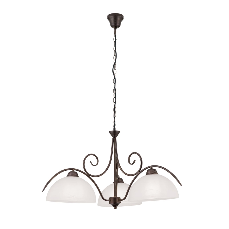 Lestenec na verigi RULA 3xE27/40W/230V premer 70 cm bela/bronza