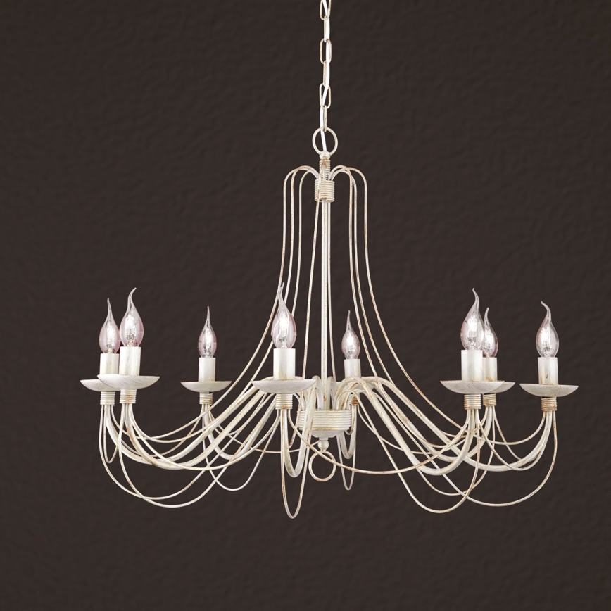 Lestenec na verigi VELA 8xE14/40W/230V pr. 80 cm bela/zlata/patina