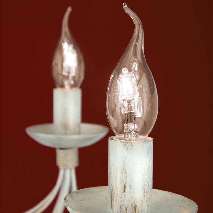 Lestenec na verigi VELA 8xE14/40W/230V pr. 80 cm bela/zlata/patina
