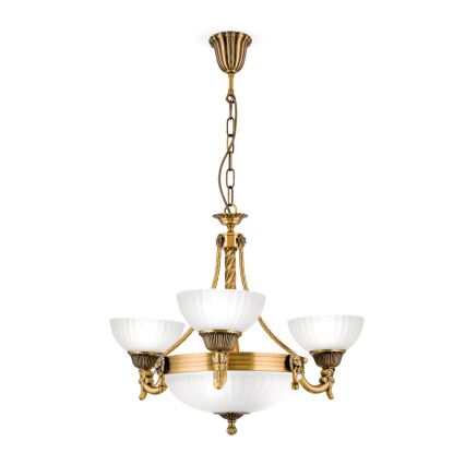 Lestenec na verigi ROCCA 6xE27/60W/230V pr. 64 cm bron/bela