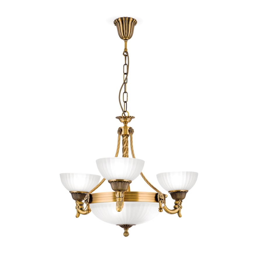 Lestenec na verigi ROCCA 6xE27/60W/230V pr. 64 cm bron/bela