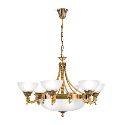Lestenec na verigi ROCCA 9xE27/60W/230V pr. 75 cm bron/bela