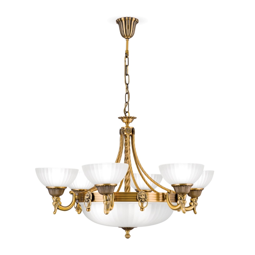 Lestenec na verigi ROCCA 9xE27/60W/230V pr. 75 cm bron/bela