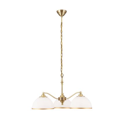 Lestenec na verigi OLD LAMP 3xE27/40W/230V pr. 65 cm bela/medenina