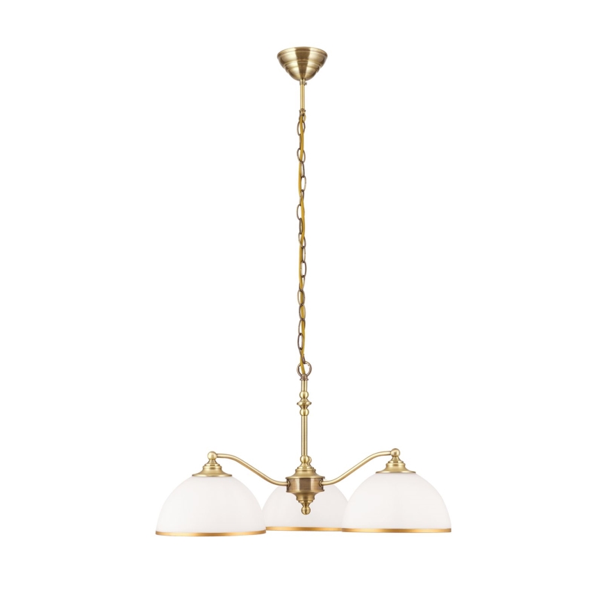 Lestenec na verigi OLD LAMP 3xE27/40W/230V pr. 65 cm bela/medenina