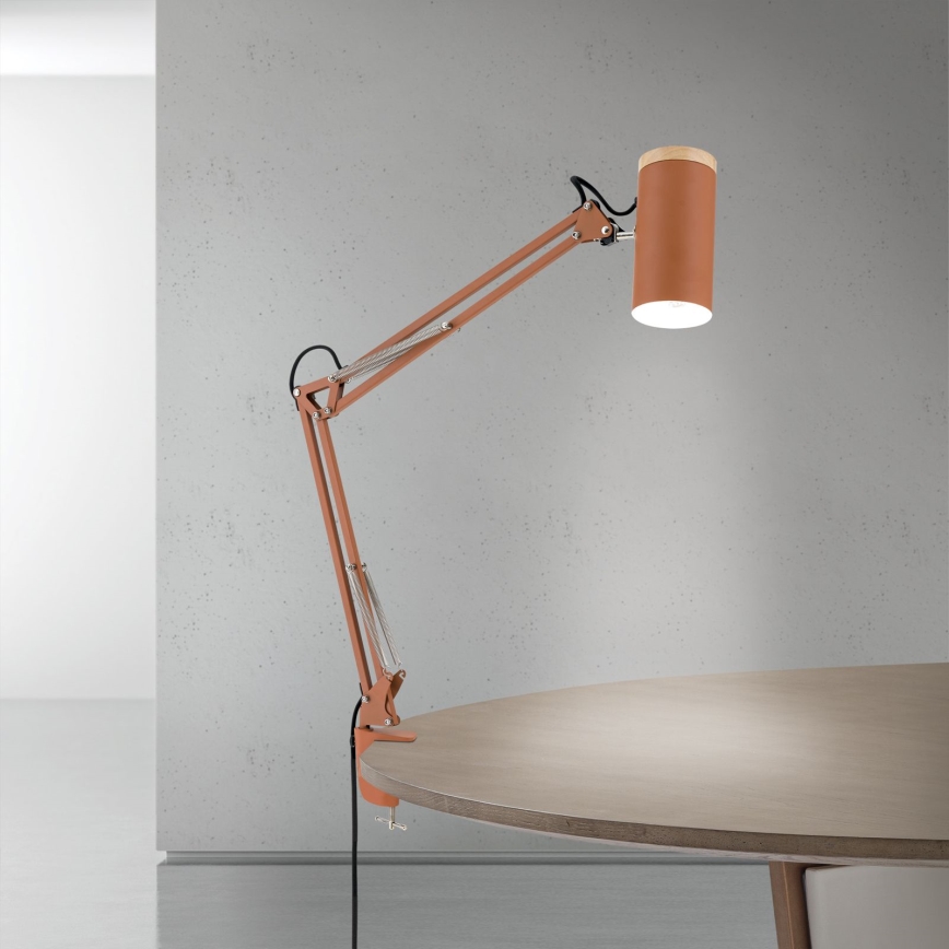 Namizna svetilka s sponko GILI 1xE27/40W/230V opečnata