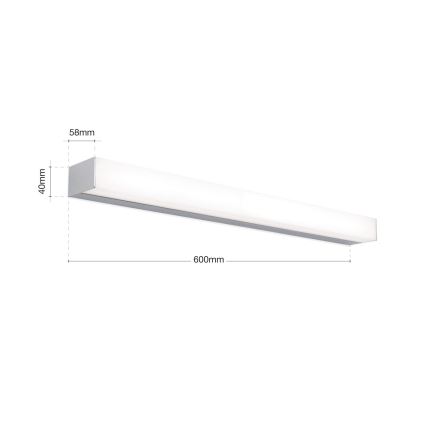 LED Kopalniška luč za osvetlitev ogledala HORIZON LED/12W/230V 3000/4000K 60 cm IP44 srebrna