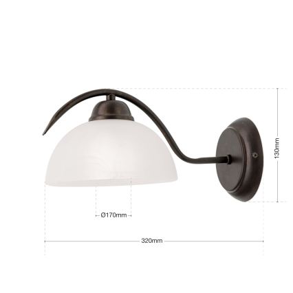 Stenska svetilka RULA 1xE27/40W/230V bela/bronasta
