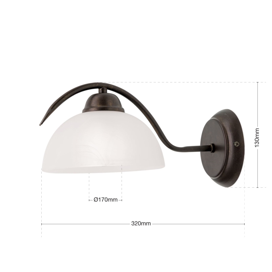 Stenska svetilka RULA 1xE27/40W/230V bela/bronasta