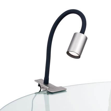 LED Fleksibilna namizna svetilka s sponko KURT LED/5W/230V srebrna