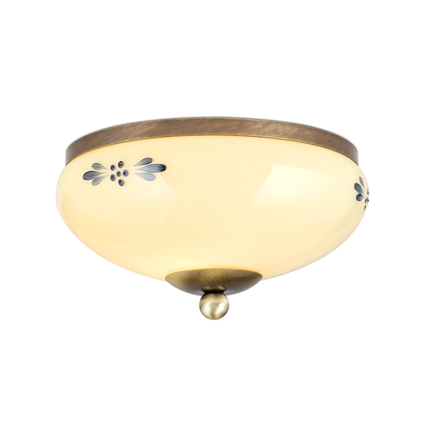 Stropna svetilka LANDHAUS 1xE27/60W/230V premer 21 cm bronzna/bežna/modra