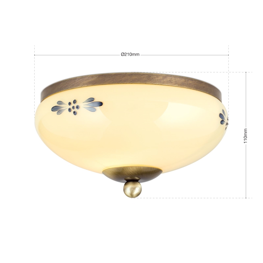 Stropna svetilka LANDHAUS 1xE27/60W/230V premer 21 cm bronzna/bežna/modra