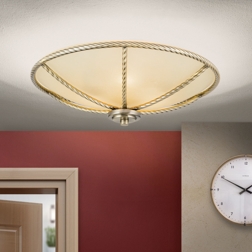 Stropna svetilka MAURO 3xE27/60W/230V premer 42 cm bronasta