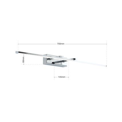 LED Svetilka za slike PUBLIO LED/15W/230V 75 cm sijajni krom