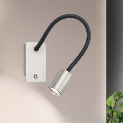 LED Fleksibilna majhna stenska svetilka KURT LED/5W/230V srebrna