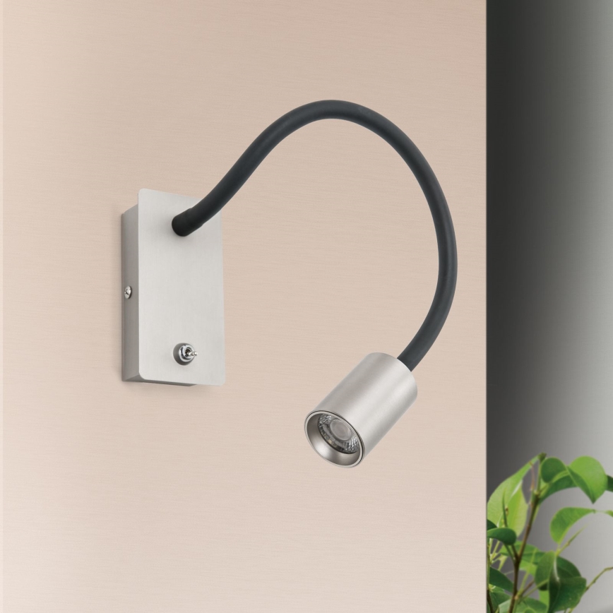 LED Fleksibilna majhna stenska svetilka KURT LED/5W/230V srebrna
