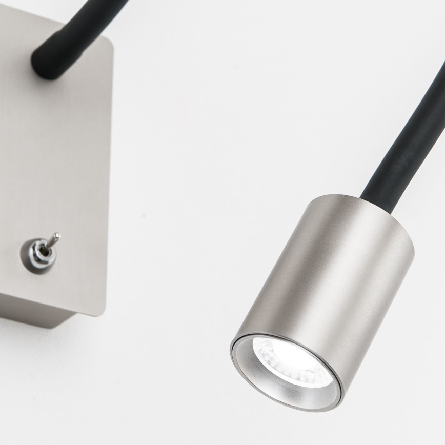 LED Fleksibilna majhna stenska svetilka KURT LED/5W/230V srebrna