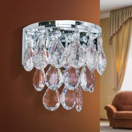 Kristalna stenska svetilka CELESTE 2xG9/40W/230V sijajni krom