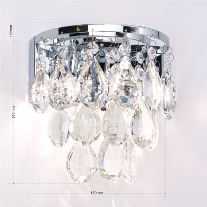 Kristalna stenska svetilka CELESTE 2xG9/40W/230V sijajni krom