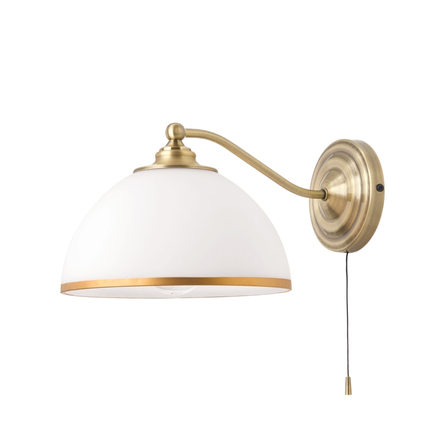 Stenska svetilka OLD LAMP 1xE27/40W/230V bela/medenina