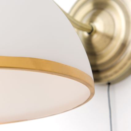Stenska svetilka OLD LAMP 1xE27/40W/230V bela/medenina