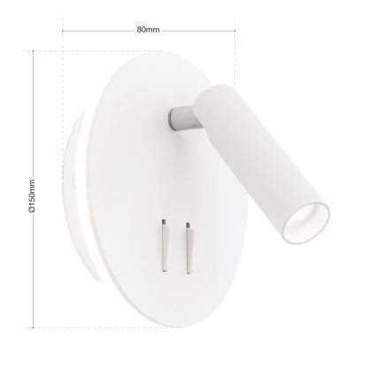 LED Stenski reflektor LENNY LED/6W/230V + LED/3W bela