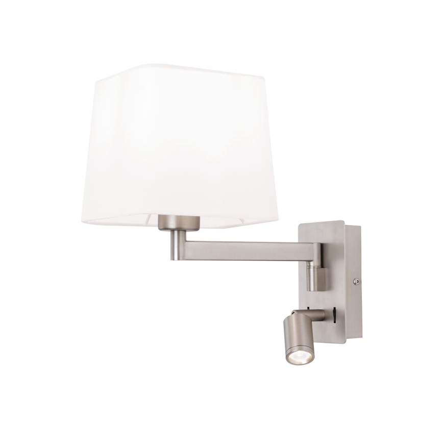LED Stenska svetilka CARLTON 1xE27/40W/230V + LED/3W bela/mat krom