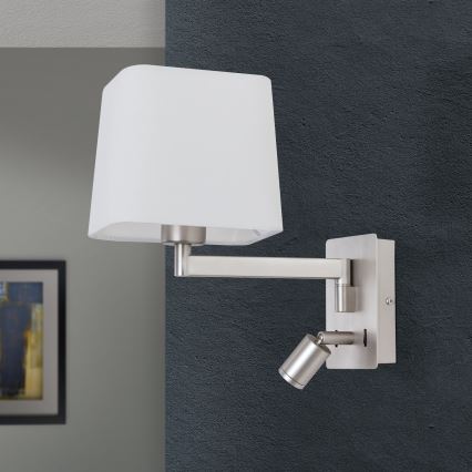 LED Stenska svetilka CARLTON 1xE27/40W/230V + LED/3W bela/mat krom
