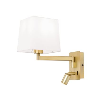 LED Stenska svetilka CARLTON 1xE27/40W/230V + LED/3W bela/zlata