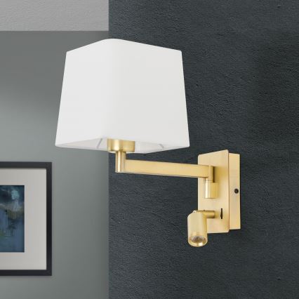 LED Stenska svetilka CARLTON 1xE27/40W/230V + LED/3W bela/zlata