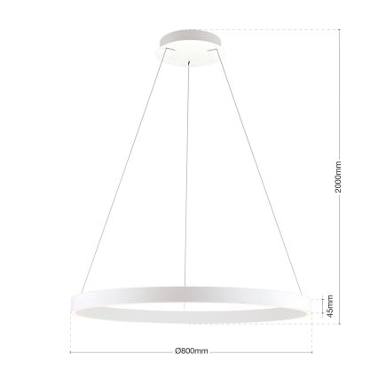 Orion - zatemljiv LED lestenec na vrvici KOLK LED/80W/230V 2700/3000/4000K premer 80 cm bela