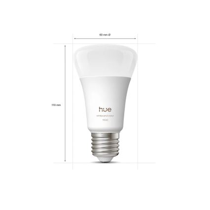 Osnovni komplet Philips Hue WHITE AND COLOR AMBIANCE 2xE27/8,1W 1000-20000K  + naprava za povezavo