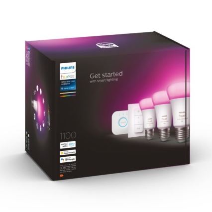 Osnovni komplet Philips Hue WHITE AND COLOR AMBIANCE 3xE27/9W 2000-6500K + Hue Bridge in stikalo za zatemnjevanje
