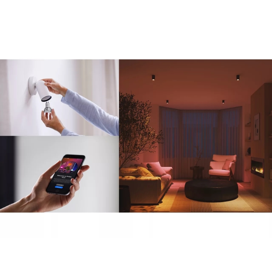 Osnovni komplet Philips Hue WHITE AND COLOR AMBIANCE 3xGU10/4,2W 2000-6500K + Hue Bridge in Dimmer Switch