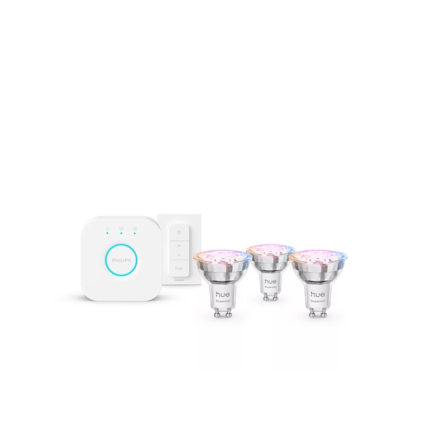 Osnovni komplet Philips Hue White and Color Ambiance Essential, 3×GU10/4,7 W/230 V, 2200–6500 K + Hue Bridge