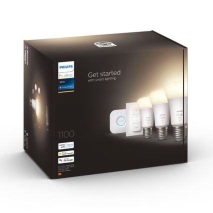 Osnovni komplet Philips Hue WHITE 3xE27/9,5W 2700K + Hue Bridge in zatemnilno stikalo