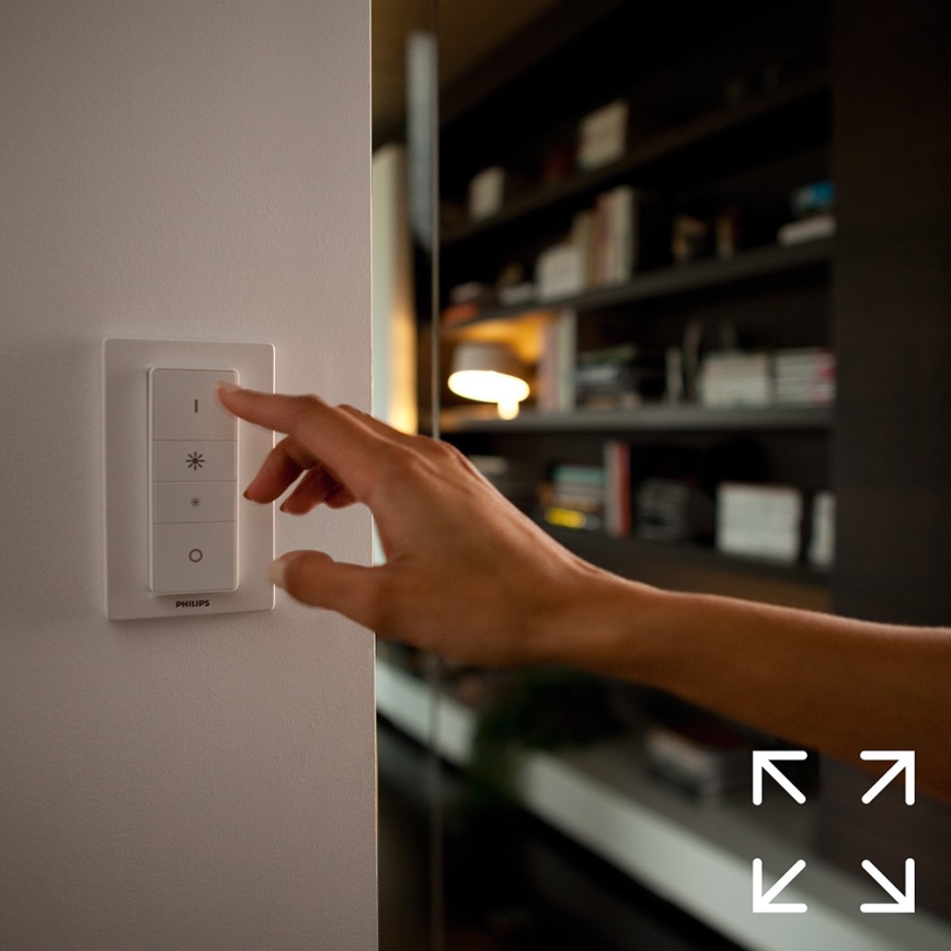 Osnovni komplet Philips Hue WHITE AMBIANCE 2xE27/8W/230V + Hue bridge in stikalo za zatemnjevanje