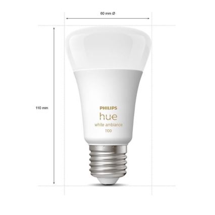 Osnovni komplet Philips Hue WHITE AMBIANCE 2xE27/8W/230V + Hue bridge in stikalo za zatemnjevanje