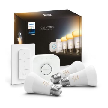 Osnovni komplet Philips Hue White Ambiance 3xE27/11W 2200-6500K + Hue Bridge in zatemnilno stikalo