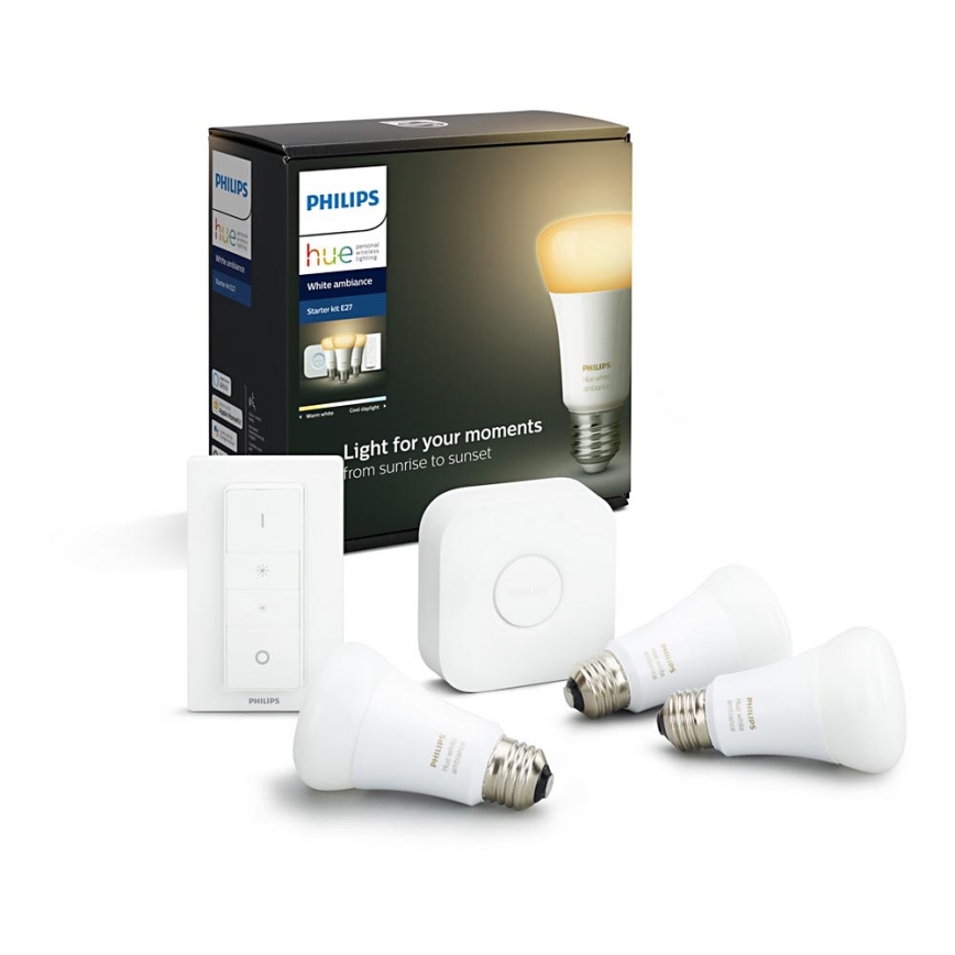 Osnovni komplet Philips Hue WHITE AMBIANCE 3xE27/8,5W + povezovalna naprava