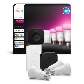 Osnovni komplet Philips Hue WHITE AND COLOR AMBIANCE 3xE27/8,1W 1000-20000K + povezovalna enota